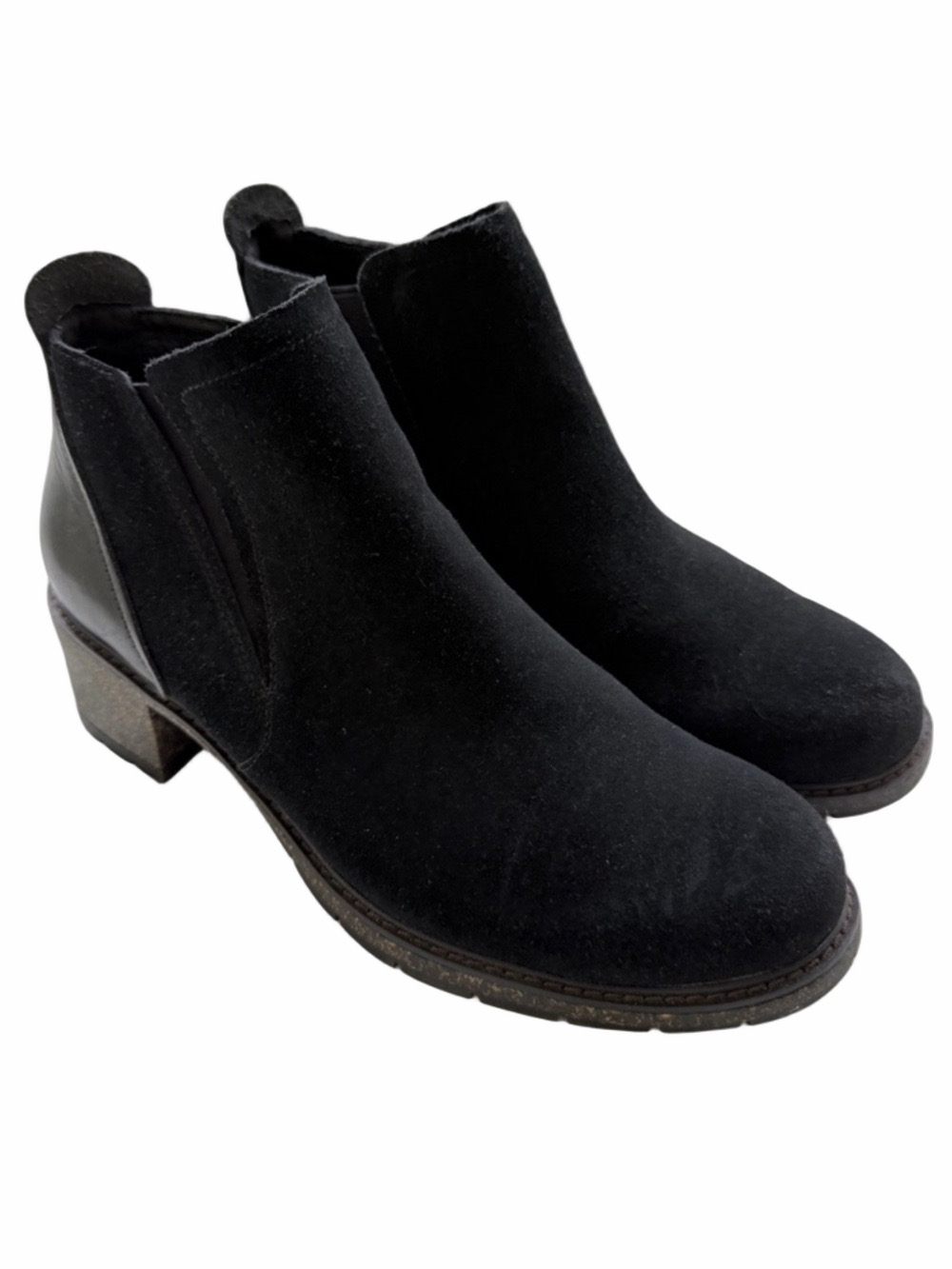 Aetrex Frankie Black Size 8.5 Boots Ankle Bootie Leather Suede Water Resistant